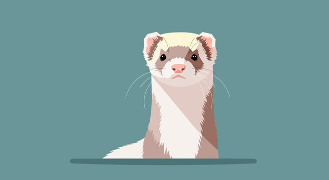 Cute Ferret Illustration, Vector Pet Portrait, Domestic Animal Face