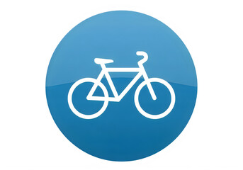 Fototapeta premium Bicycle icon on a blue circle button