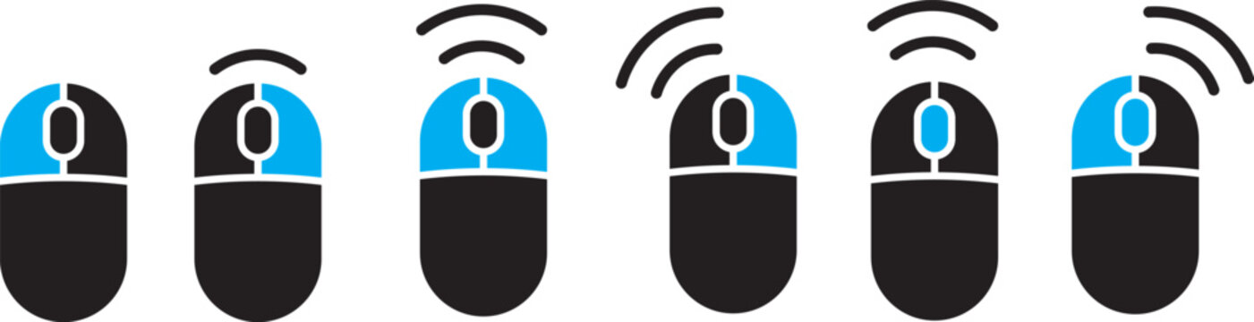 PC computer mouse icons in a minimalist style, featuring premium hardware clicker pictogram elements