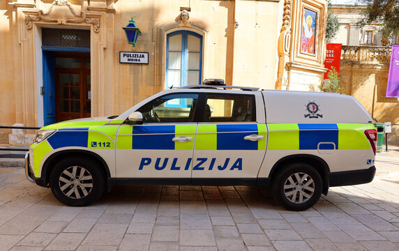 MDINA MALTA: Car of the Malta Police Force. As the guardians of peace and public order within the Maltese Islands