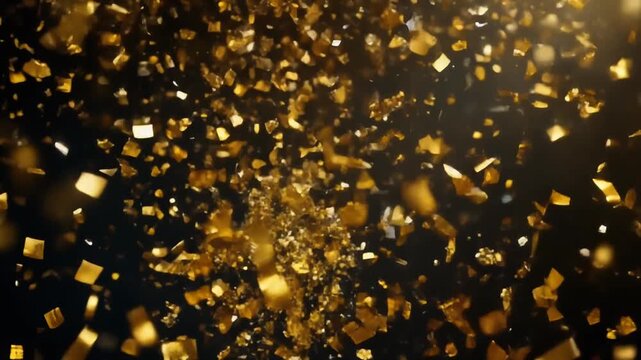 ゴールドコンフェッティ爆発自撮り背景