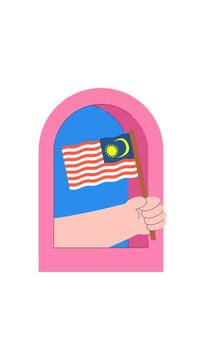 Malaysia Independence Day animation with national flag