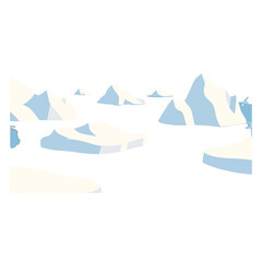 A minimalist illustration of floating icebergs in a cold arctic environment © Bayar