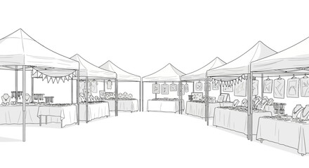 Market Stalls Under Canopy Tents. © Alinaja