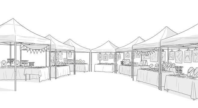 Market Stalls Under Canopy Tents.