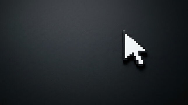 Minimalist pixel mouse cursor icon on a dark background