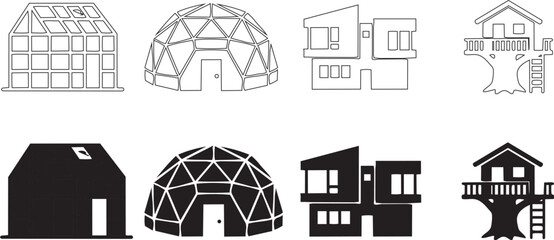 Architectural designs of modern houses and treehouses © Rabeya
