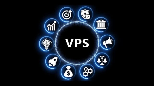 Vps virtual private server icon system business concept motion graphic.