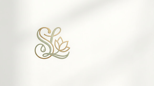 Elegant monogram with letters s and l and lotus flower