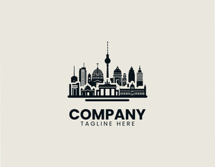 Fototapeta premium Berlin city skyline silhouette in black vector logo illustration style