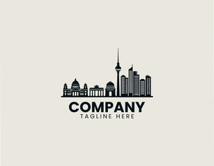 Fototapeta premium Berlin city skyline silhouette in black vector logo illustration style