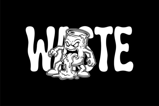 Waste cartoon character with angry expression.