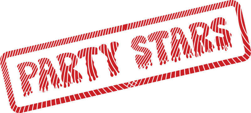 Party Stars Red Rubber Stamp Graphic for Recognition and Exceptional Events