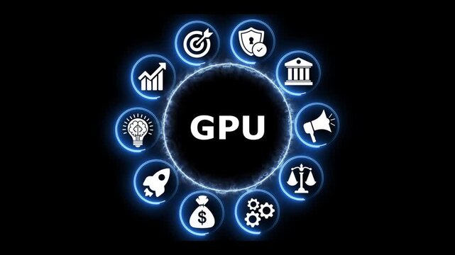 Gpu computer graphics technology abstract glowing digital screen.
