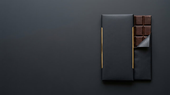 Dark chocolate bar in premium black packaging