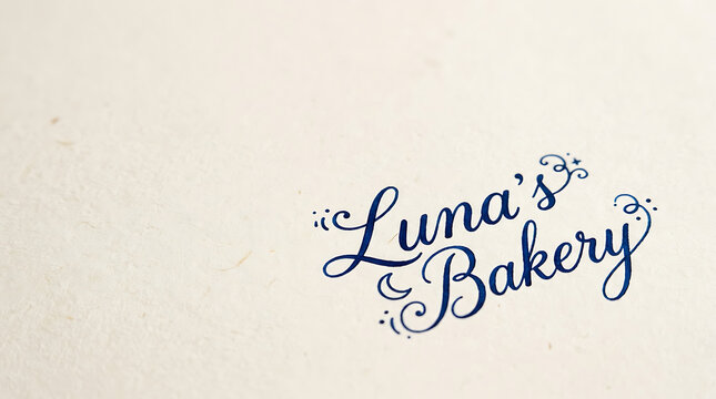 Elegant script bakery logo on textured cream paper