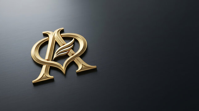 Golden elegant monogram logo on premium dark background