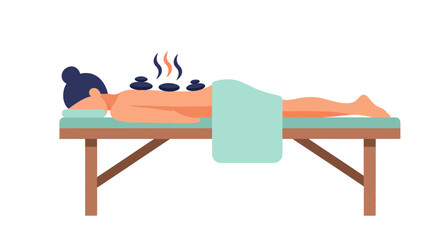 Fototapeta premium Relaxing hot stone therapy massage for wellness and spa treatment