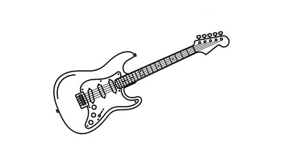 Fototapeta premium Minimal Electric Guitar Line Icon Vector Music Instrument Outline Symbol