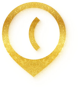 Glitter gold map pin left parenthesis location icon design element