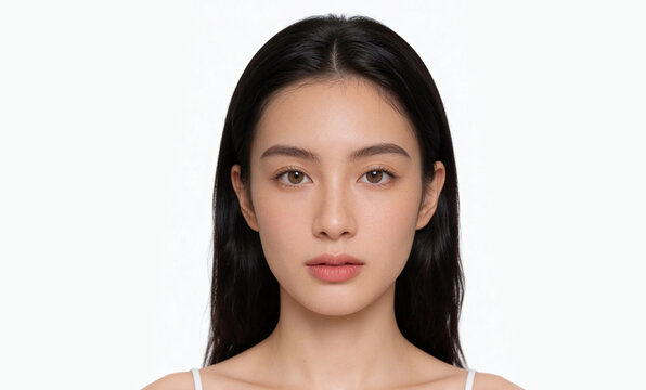 a beautiful asian woman face on white isolate background
