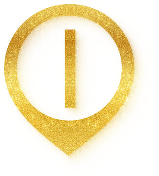 Glitter gold map pin vertical bar pipe location icon design element