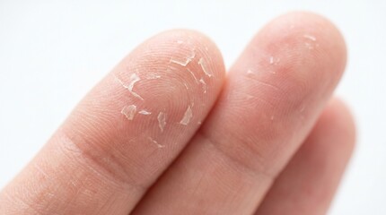 Fototapeta premium Dry, peeling skin on human fingers, a common dermatological condition