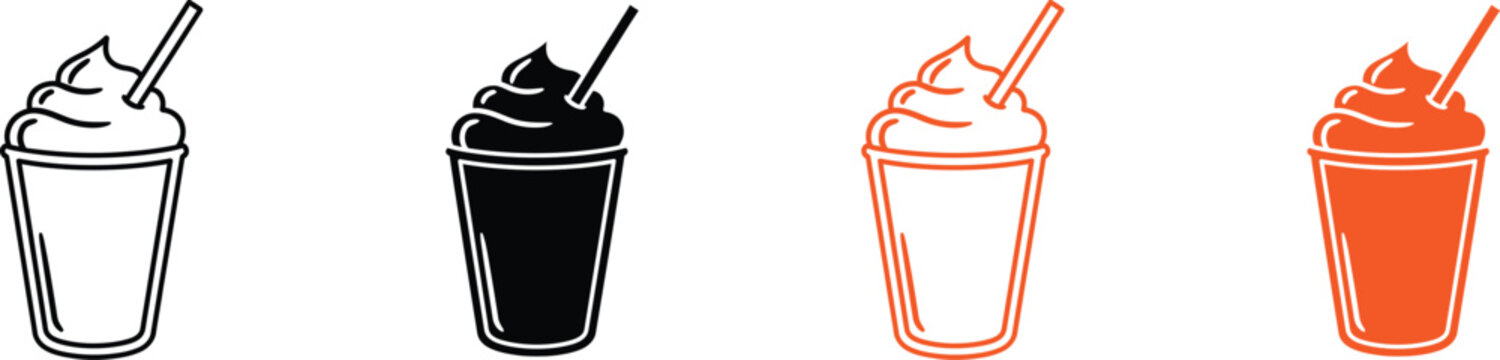 Colorful milkshake icons with straws