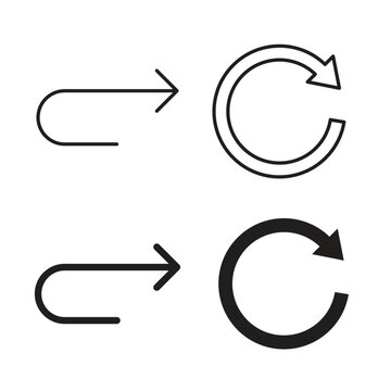 Redo icon Isolated flat vector in outline and solid black