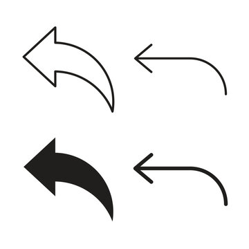 Reply icon vector logo set flat and stroke lines