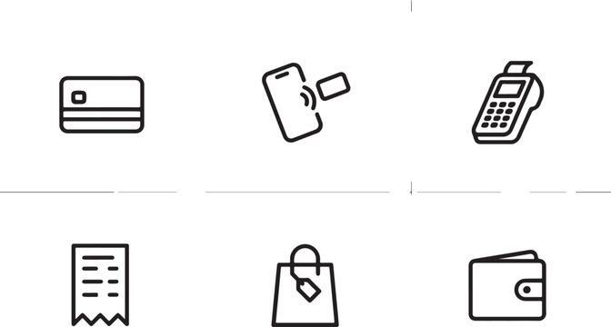 embedded finance icon set outline style illustration. containing user verification, identity check, fraud detection, account linking, open banking, pay later, payment, platform, secure, subscription