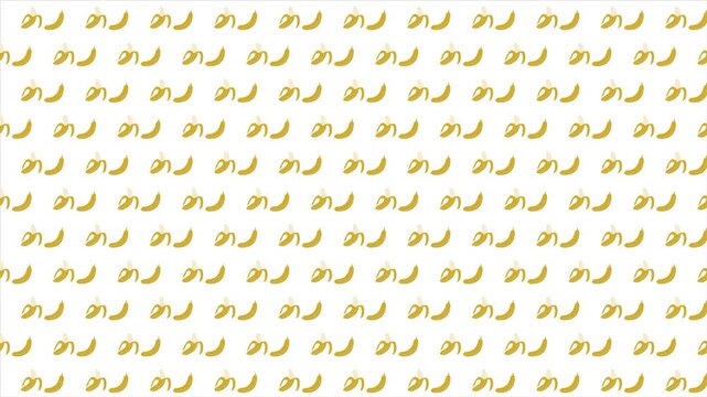 皮つきと皮をむいたバナナが並んで動くシームレス背景アニメーション動画（ループ対応）