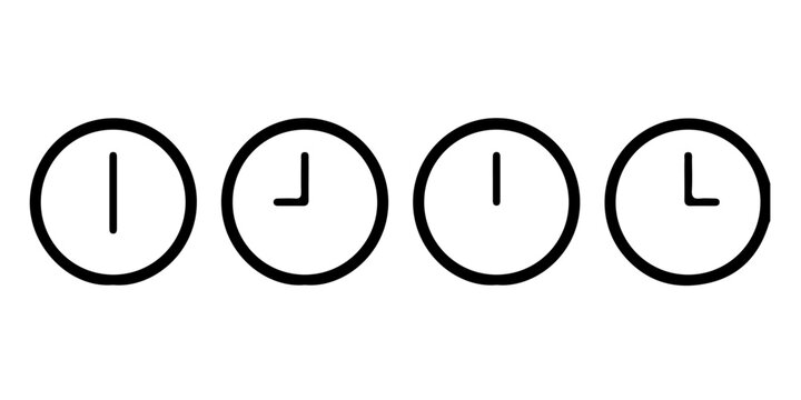 24 hours time laps watch vector set. Set of clock icon for every hour. 12 hour clock icon. Clock icon Vector illustration.