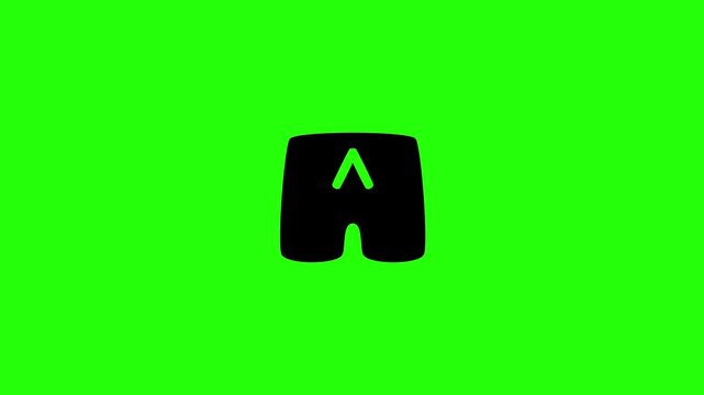 Beautiful 4K video showcasing a simple minimalist male swim trunks shorts clothing silhouette bouncing fluidly. Clean energetic popup animation for retail catalog.