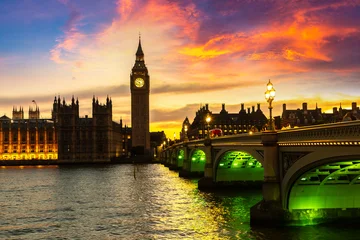 Palace of Westminster, Houses of Parliament with Big Ben clock tower and River Thames at sunset in Westminster, London, England, UK © Sergii Figurnyi