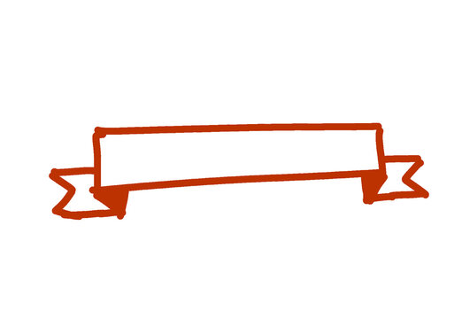 Simple hand-drawn red ribbon banner for text or graphic overlay