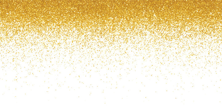 Gold glitter particle shower falling on white background with particles background celebration abstract glittering scattered isolated backdrop shimmering sparkling metallic brilliant