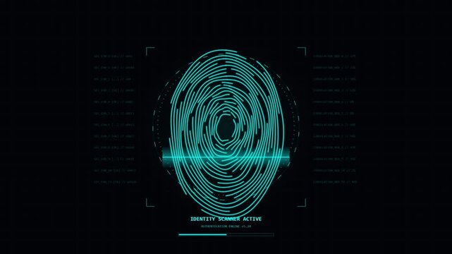 Futuristic Digital Fingerprint Scan Technology Abstract Background