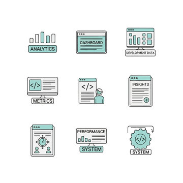 Collection of data analysis icons.