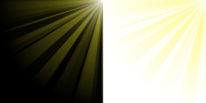 Abstract Split Design with Yellow Light Rays and Black Silhouette Shapes for Modern Graphic Backgrounds