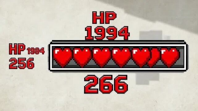 A video game health bar displays 1994 HP with seven red hearts, indicating a high level of player health.