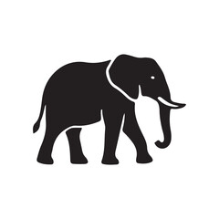 Fototapeta premium Black elephant icon, elephant silhouette, animal graphic, wildlife symbol