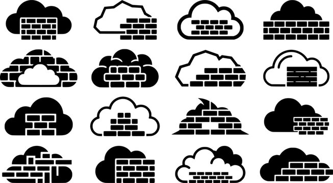 Cloud Firewall Icons Collection for Network Security, Cloud Protection, Cyber Defense, and Secure Digital Infrastructure