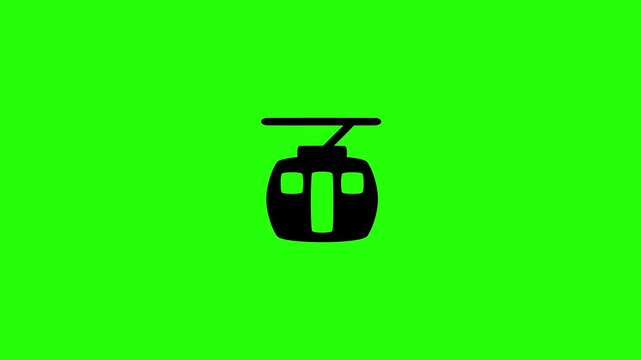 4K horizontal layout featuring a tourist cable car gondola ropeway lift silhouette bouncing. Tactical popup icon for mountain travel ski resort app.