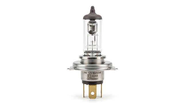 Automotive h4 halogen headlight bulb isolated on white background