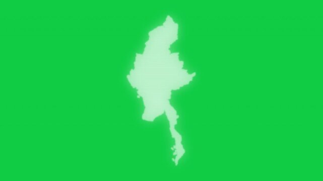 Myanmar VHS old screen effect map pop animation green background