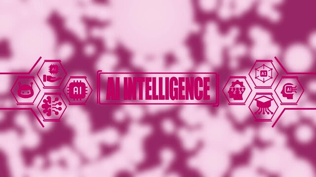 Ai intelligence concept with digital hexagon and neural network on abstract pink background, for technology and, innovation presentations