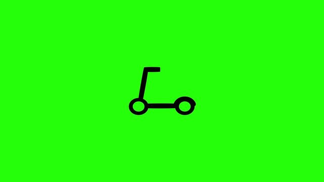 4K resolution video of a micro two wheel kick scooter push toy ride vehicle silhouette bouncing into view. Perfect popup web icon for urban eco mobility.