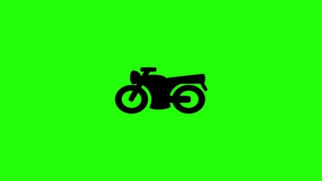 Premium 4K video showcasing a classic fast motorcycle motorbike scooter chopper bike vehicle silhouette bouncing. Clean energetic popup animation asset.