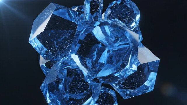 Abstract Blue Gemstones Cluster, Luxury Crystal Formation, Sparkle Light Effect